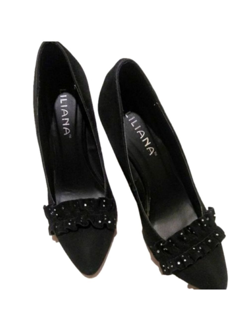Liliana Black Rhinestone Stiletto Pumps Size 6.5